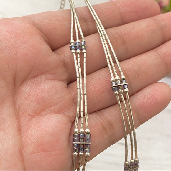 Liquid Silver 3-Strand Choker Necklace - Picture 3 of 8